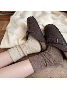 5 Pairs Mixed Color Knitted Couple Leg Warmers Set, Made Of Exquisite Fabric, Multiple Soothing Tones, Animal Pattern Fun Design, Odor-Resistant Soft Material, Suitable For Spring, Autumn And Winter Wear - Multicolor - View 9