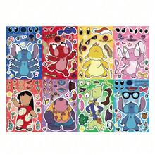 Disney 8pcs/Set Stitch Series Puzzle Stickers DIY Waterproof PVC Cartoon Decorative Stickers For Bags, Guitars, Water Bottles, Phone Cases, Laptops, Gifts, Back To School - Multicolor - View 3