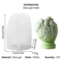 4pcs Halloween Heart Skull Silicone Candle Mold Mechanical Heart Silicone Mold, Halloween Decor Element Plaster Silicone Mold - White - View 10