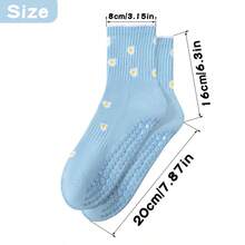 1/3/4/5/6 pares de calcetines de pilates con agarre de toalla para mujer, calcetines deportivos de yoga de media pantorrilla gruesos, cálidos, suaves y cómodos, calcetines de baile de piso antideslizantes con patrón de moda lindo, adecuados para gimnasio, estudio & ballet, regalo ideal de Navidad - Multicolor - Ver 5