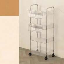 Troli Penyimpanan Akrilik Beroda 1/2/3/4 Tingkat, Organizer Portabel Mewah Ringan, Rak Penyimpanan Bergerak Multi-Lapisan untuk Rumah, Rak Penyimpanan Mainan, Organizer Kosmetik Multifungsi, Cocok untuk Kamar Mandi, Ruang Tamu, Meja Rias, Rak Sayuran Dapur - MultiWarna - View 18