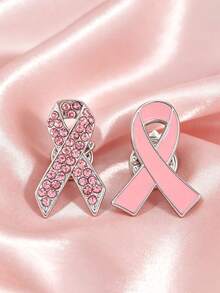 1/2/3/15pcs Pink AIDS Awareness Ribbon Charity Badge, Soft Pink Heart Ribbon, AIDS Awareness Badge - Multicolor - View 10