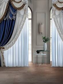 2pcs New Winter Decorative Pendant Christmas Ball Pattern Printed Rod Pocket Curtains, Modern Minimalist Fashion Digital Print Window Drapery Semi-Blackout Rod Pocket Curtains, Daily Use, All Seasons - Multicolor - View 9