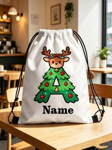 Customizable Santa Claus Drawstring Backpack, Large Capacity Christmas Gift Bag, Supports Name Initial Printing, Extra Large Christmas Drawstring Storage Bag, Creative Holiday Party Gift Storage Bag, Christmas Gift Packaging Decoration - Multicolor - View 5