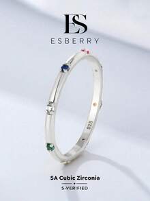 ESBERRY 1件極簡可愛彩虹戒指，鍍銠，適合女性日常配戴，精緻珠寶禮物 - 銀色 - 查看 1
