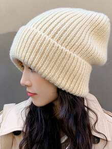 A Layered Hat Suitable For Both Winter And Autumn. Thick And Warm, This Fashionable Pullover Knit Hat Is ,Beanie For Women,Beanie,Winter - Hat - View 1