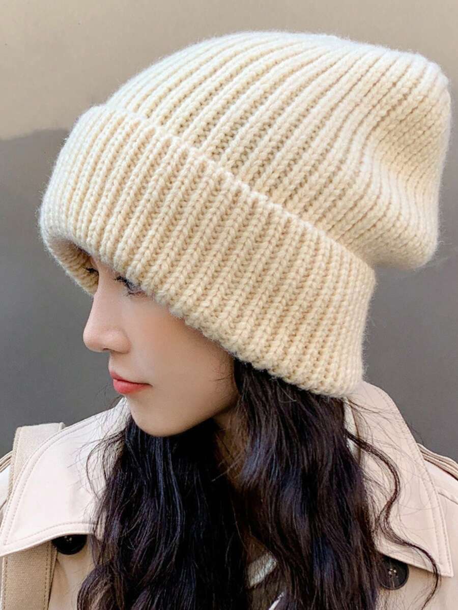 A Layered Hat Suitable For Both Winter And Autumn. Thick And Warm, This Fashionable Pullover Knit Hat Is ,Beanie For Women,Beanie,Winter - Hat - View 1