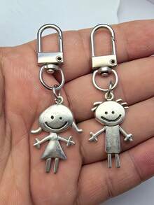 2pcs Smiling Couple Theme Keychain - Suitable As Keychain | Backpack Clip | Car Key Chain Pendant | Bag Charm | Decorative Item | Perfect Gift For Couples - Multicolor - View 10