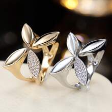 1pc Pastoral Style Flower Design Open Adjustable Cubic Zirconia Women's Ring - Multicolor - View 4