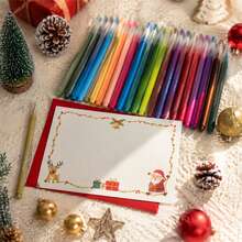 30PCS Christmas Theme Colorful Neutral Pens, Large Capacity Multi-Color Barrel, Smooth Ink Flow, Holiday Card Creation, Planner Decoration, Daily Recording Stationery Set, Christmas Card, Planner DIY, Student Exam Preparation, Marking And Writing Stationery Set - 30-piece Set - View 2