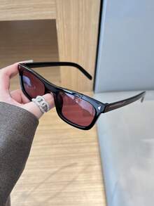 1PC Men's Vintage Casual Square Black Fashion Glasses, Suitable For Daily Wear, Decoration And Street Photography - Multicolor - View 8