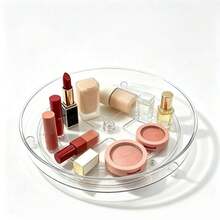 1pc Rotating Storage Tray, Transparent PET Seasoning Turntable, Kitchen Cabinet Refrigerator Organizer, Vanity Makeup Skincare Storage Tray - View 6