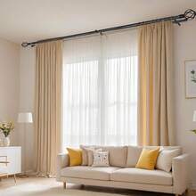 1 Set Double Curtain Rod Set, Metal Adjustable Splice Double Curtain Rod Set, Suitable For Windows, Equipped With Brackets, Perfect For Blackout Curtains In Bathroom, Bedroom And Living Room (Black) - American Style Double Rod - Black - View 10