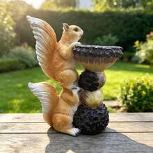 Double Squirrel Resin Bird Feeder Garden Yard Decor Outdoor Bird Feeder Balcony Landscape Decoration Craft - Bird Feeder - View 2