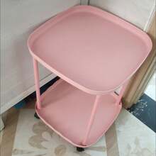 1pc Multifunctional Side Table, Double-Layer Design, Artistic Appearance, With Brake Casters For Easy Movement, Detachable And Portable, Home Decor Furniture, Living Room Sofa End Table, Bedroom Nightstand, Patio Coffee Table - Multicolor - View 8