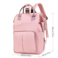 1pc Solid Color Decorative Nylon Diaper Bag With Bottle Pocket, Wide Shoulder Strap, Large Capacity, Back Luggage Strap, Suitable For Moms' Daily Baby Care - Multicolor - View 4