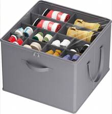 Space-Saving Shoe Storage Box With Handle, Large Capacity, For 12 To 16 Pairs Of Shoes, 1 Piece, Dimensions 43 X 43 X 32 Cm - Grey - View 10