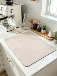 1 pieza Alfombrilla de secado de silicona de unicolor, súper absorbente, antideslizante y de secado rápido para fregadero de cocina, almohadilla para máquina de café, decoración del hogar - Caqui - Ver 14