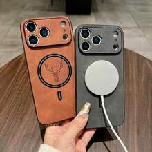 New Luxury Artificial Leather Magnetic Shockproof Phone Case, Compatible With IPhone 18 17 16 15 14 13 12 11 Pro Max Plus Air 17Pro 17ProMax, Lens Protection, Supports Wireless Charging Protective Case - Coffee Brown - View 1