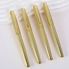 5pcs Premium Gold Metal Signature Pens, Business Office Writing Pens, Exquisite Textured Pen Body With Luxurious And Elegant Design, Smooth Writing Without Stuttering, High-Quality Texture, Suitable For Business Gifts, Gifts, Daily Office Records, Solid Hand Feel, High-End And Durable Appearance - Rectangle - View 3