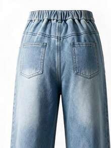 Tween Girl Fashion Straight Leg Loose Casual Denim Jeans - Blue - View 7