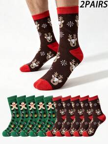 2/10‑Pair Men's Christmas Mid‑Calf Socks, Soft, Breathable, Fun And Personalized Holiday Style, Suitable For Christmas Parties And Festive Occasions - Multicolor - View 9