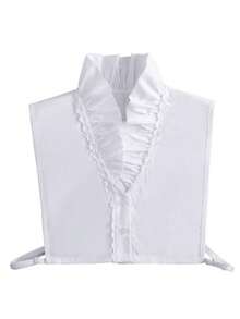 Women's Detachable Fake Collar, Decorative Accessory, Ruffle Lace Edge Stand Collar, Suitable For Coats, Sweaters, Cardigans, Shirts, Perfect For Women's Daily, Business, Office And Dating Outfits - White - View 6