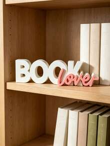 Book Decor, Modern Minimalist Bookshelf Accessory, Plastic Letter Sculpture Decoration, Suitable For Home Office Desk, Cute Gift For Book Lovers, Suitable For Bookworms, Librarians And Teachers (Black/Pink/Red), Enhances Home Aesthetics - Multiple Styles - View 4