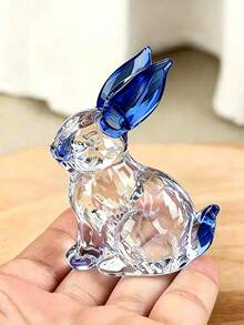 1pc Exquisite Handmade Crystal Glass Rabbit Figurine, Stunning Multi-Purpose Decor For Home, Office Desk Or Garden, Delicate Details With Sparkling Accents - one-size - View 10