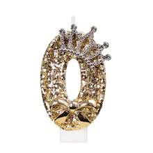 Gold Glitter Number Birthday Candles 0-9, Shiny Number Cake Toppers With Rhinestone Crown And Metal Bow, Elegant Birthday Cake Decoration, Luxury Party Table Decor And Celebration Supplies - View 14