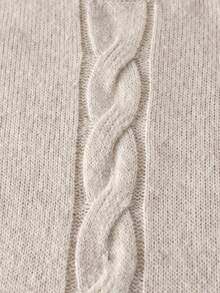 Girls' Elegant Solid Color Cable Knit Pullover Sweater, Suitable For Vacation, Party, Spring, Autumn, Winter - Apricot - View 4