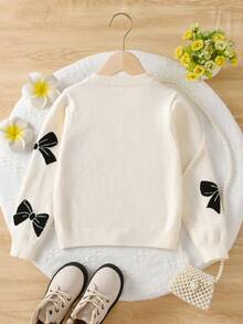 Young Girl Bow Pattern Knitted Cardigan Suitable For Daily Wear In Spring, Autumn, And Winter - Apricot - View 4