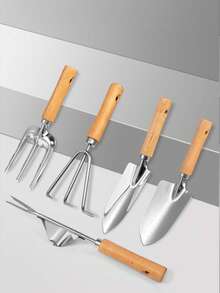 Wooden Handle Garden Tool Set, Gardening Planting Flower Watering Can, Garden Tool Kit - Multicolor - View 5