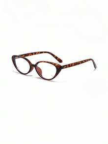 1 Pair Women's Leopard Print Cat Eye Decorative Glasses, Solid Color Full Frame Rivet Casual Style, Suitable For Daily Wear, Commuting, Office, School Opening Ceremony - Clear - View 6