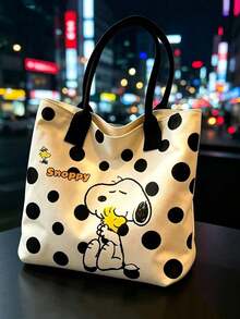 1pc Peanut Snoopy Print Canvas Crossbody Tote Bag, Casual Minimalist Style, Multi-Functional Small Shoulder Handbag, Durable Adjustable Strap, Suitable For Women And Teenagers, Ideal For Daily Outings, Work, School And Shopping - View 4