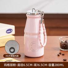 316保溫杯，極具吸引力的迷你口袋杯，陶瓷與不鏽鋼杯，緊湊便攜的水杯，適合女生 - 棕色 - 查看 8