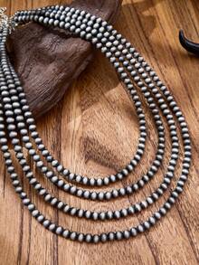 luodee Women's Vintage European Bohemian Western Beaded Necklace, Handmade Brushed Pearl Necklace, Layered Design For Better Effect, Suitable For Daily Wear, Dating, And Theme Parties - Vintage Beaded Necklace - View 3