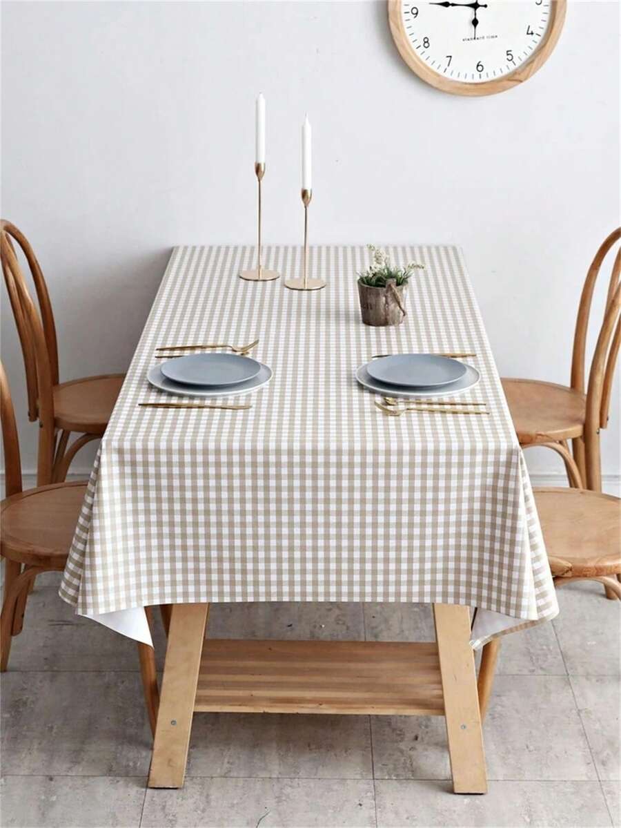 PVC Tablecloth, 1pc, Oil-Resistant, No-Wash, Woven - Elegant Design, Suitable For Weddings, Parties, Housewarmings, Bachelor Parties, Outdoor Events, First-Time Events And More - Camel - View 1
