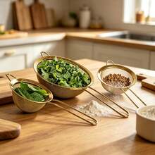 3pcs/1pc Set Gold Fine Mesh Flour Sieve, Kitchen Strainer, Baking Tool, Kitchen Accessory, Cookware, Tableware - Gold - View 2