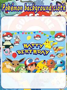 asmodee Pokemon Themed Birthday Backdrop, With Multiple Patterns To Choose From. Suitable For Pikachu For Halloween, Christmas, Holidays, And Everyday Party Photo Backgrounds. Hanging Banners For Setup. - Multicolor - View 16