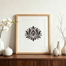 1pc Lotus Bloom Stencil, Zen Plant Reusable Washable Painting Hollow Template, Suitable For Fabric, Wall, Furniture, Glass, Scrapbooking, Diary Card Making. - Sets - View 5