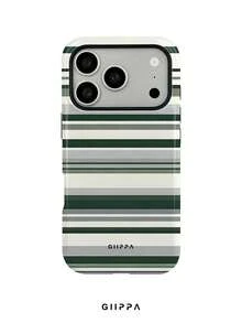 GIIPPA 1件綠色調條紋混搭圖案設計手機殼，適用於Phone 17 Pro Max，相容Phone 16 Pro Max、15 Pro Max、14 Pro Max，韓系高端時尚趣味手機殼，適合11/12/13/14/15/16 Pro Max Plus，男女皆宜的優雅設計，送給女友的聖誕節、情人節、復活節、婚禮季與生日完美禮物！ - 綠色 - 查看 1