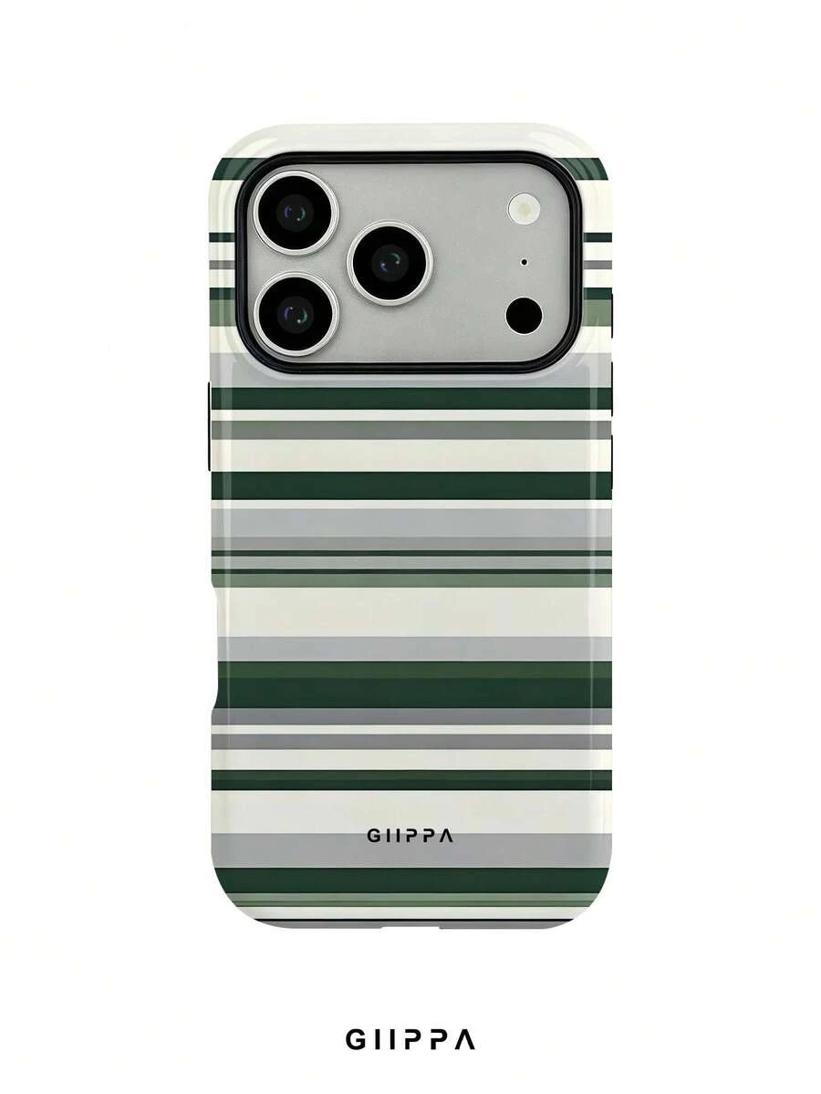 GIIPPA 1件綠色調條紋混搭圖案設計手機殼,適用於Phone 17 Pro Max,相容Phone 16 Pro Max、15 Pro Max、14 Pro Max,韓系高端時尚趣味手機殼,適合11/12/13/14/15/16 Pro Max Plus,男女皆宜的優雅設計,送給女友的聖誕節、情人節、復活節、婚禮季與生日完美禮物! - 綠色 - 查看 1