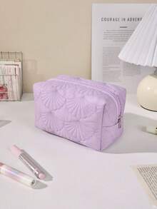 Extra Large Quilted Makeup Brush Organizer Bag, Spacious Zipper Cosmetic Storage Case For Brushes And Beauty Tools, Portable Travel Toiletry Pouch For Women - Multicolor - View 14