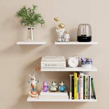 Single-Tier Wall Shelf, Creative Wall Storage Rack, Living Room Background Wall Decor, Wall-Mounted Shelf - White - View 2