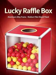 1 Square Red Lucky Draw Box, Multi-Functional Ticket & Ball Storage Container, Suitable For Company Annual Meeting, Charity Foundation, Party & Wedding Games - Multiple Styles - View 2