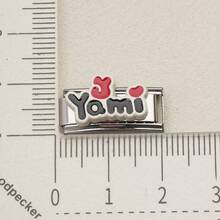 1PC Gold & Silver Tone Italian Modular Bracelet Links, "Pretty/Cute" Letter & Flower Enamel Charms, Pastel Color Cute Style DIY Jewelry Supplies - Korean Style Lettering - View 35