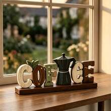 1pc Coffee Bar Decor Sign, Coffee Bar Accessories, Rustic Style Coffee Table Centerpiece, Wooden Multi-Layer Coffee Tray Decor, Coffee Station, Home Kitchen Decor, Home Decor, Room Decor, Coffee Bar Station - C - View 6
