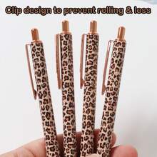 Rose Gold Leopard Print Retractable Neutral Pen Set, Smooth Writing Without Ink Interruption, Set Includes 3 Pens And 10 Refills, Fashionable And Vintage, Suitable For Office And Daily Writing - 3 Pens + 10 Refills - View 5