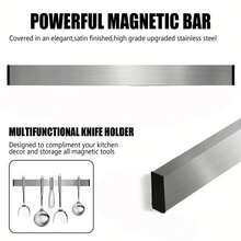 One 304 High-Grade Stainless Steel Wall-Mounted Kitchen Knife Rack, Saving Space And Featuring Strong Magnetism For Easy Attachment Without The Need For Drilling. Ideal For Household Kitchen Utensils And Tools. - 300mm - View 10